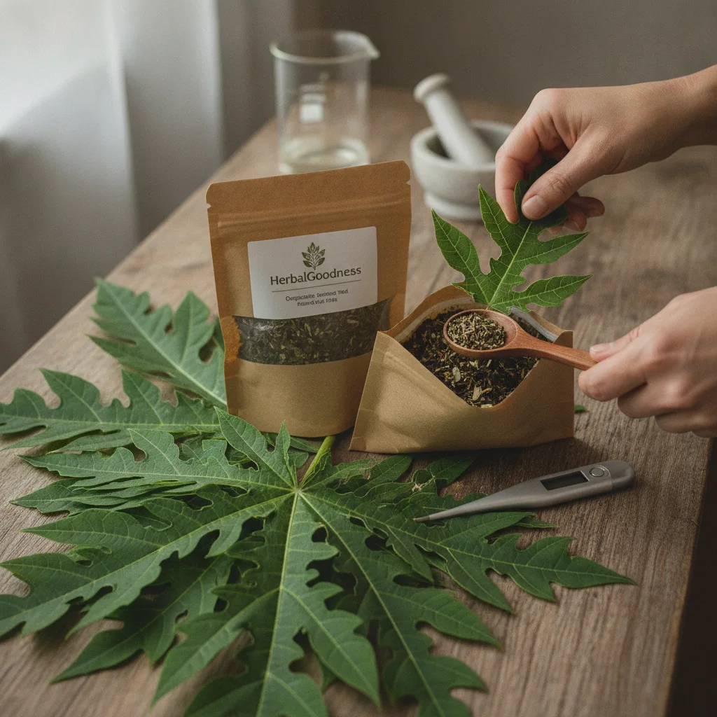 papaya leaf tea brewing