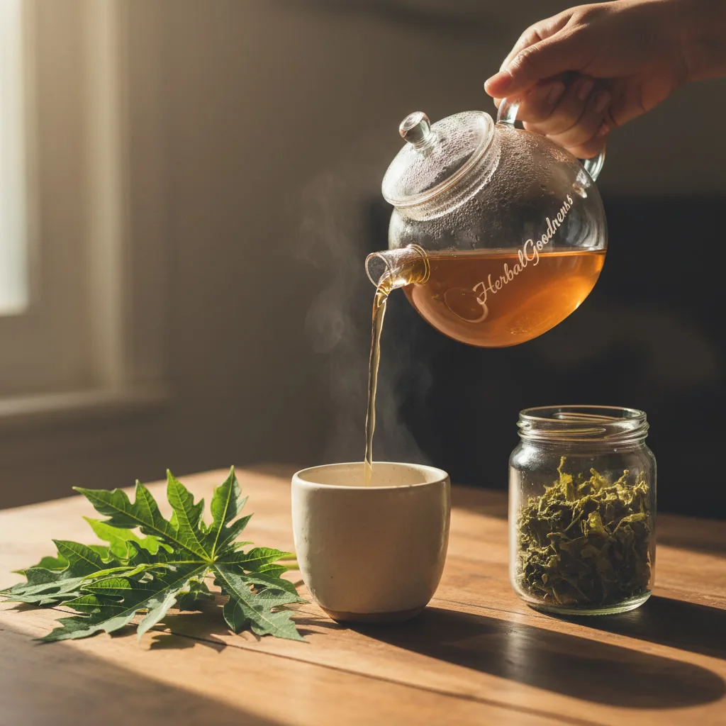 brewed Papaya Leaf Tea Cup Herbal