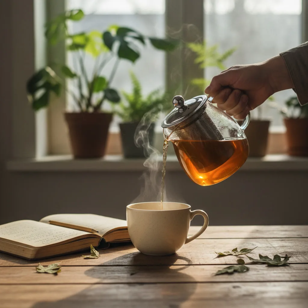 papaya leaf tea ritual minimalist photo