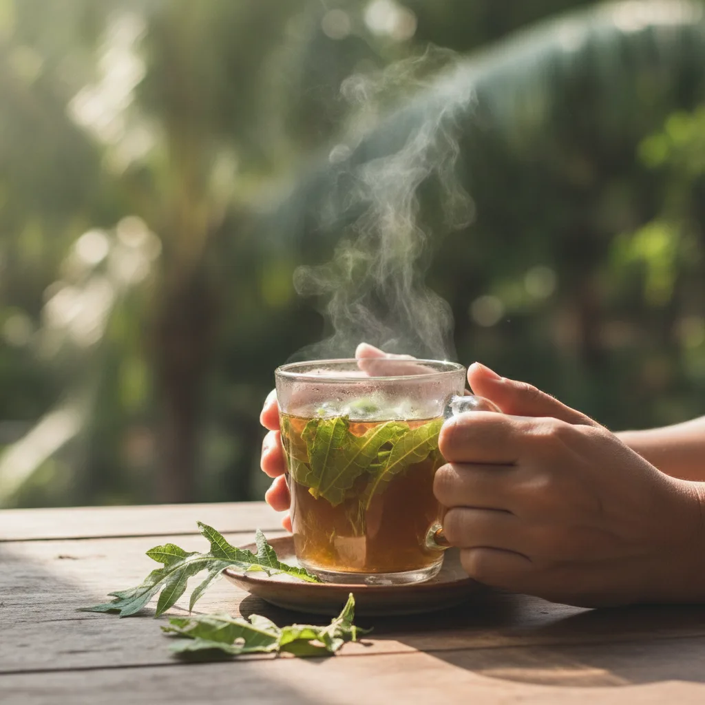 papaya leaf tea brewing