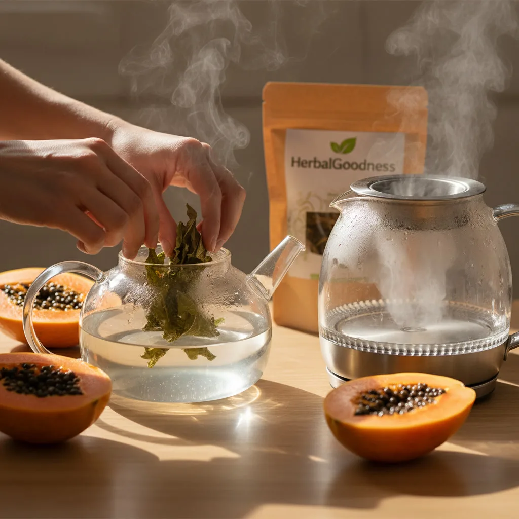 herbal tea mug and leaves