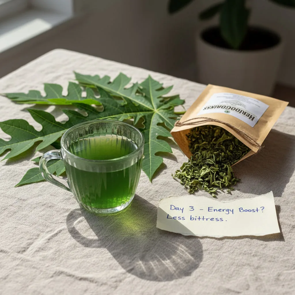 papaya leaf tea in a cup