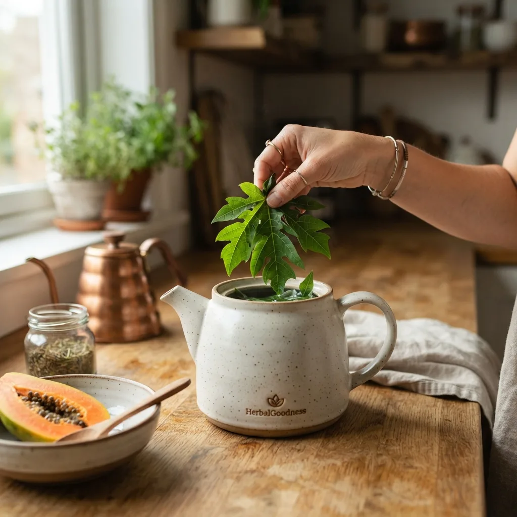 Papaya leaf tea in elegant cup