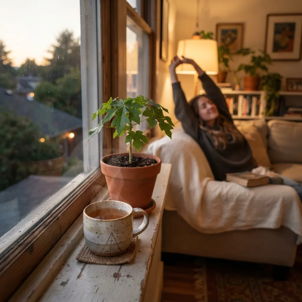 Papaya leaf tea with teacup