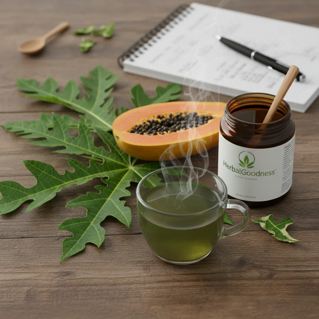 brewing papaya leaf tea