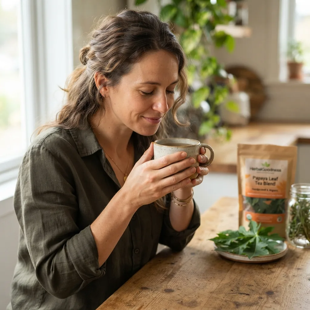 papaya leaf tea brewing