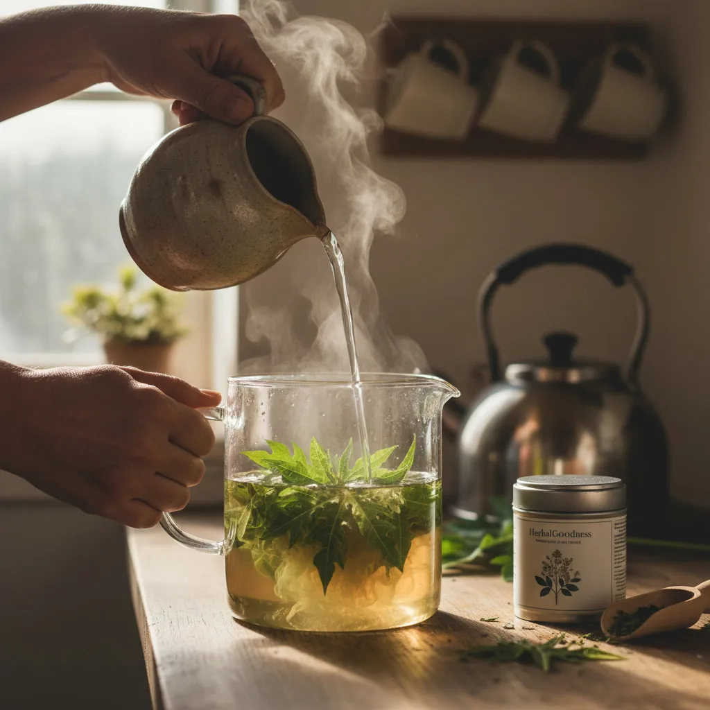 Making Herbal Tea Papaya Leaf