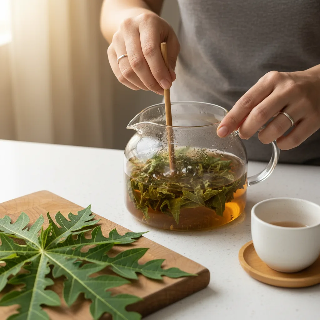 Papaya leaf tea traditional brewing