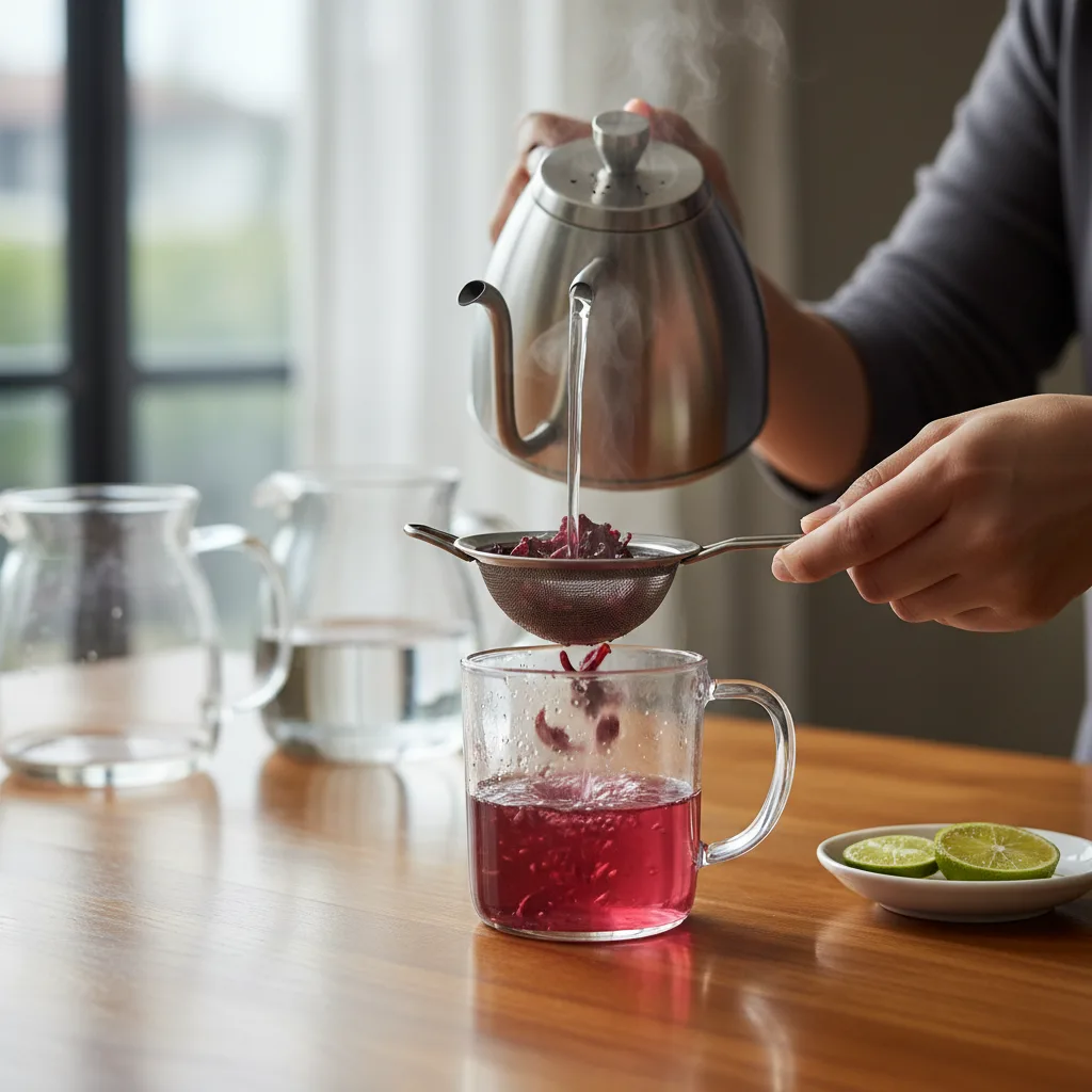hibiscus tea brewing