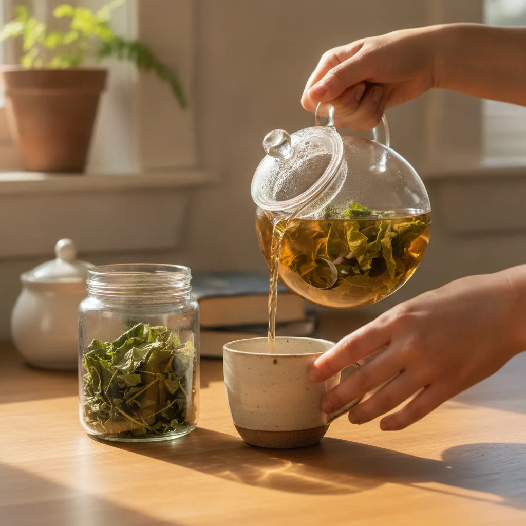 papaya leaf tea brewing