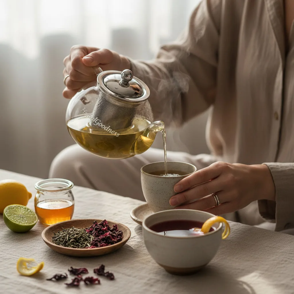 Green tea and hibiscus tea comparison