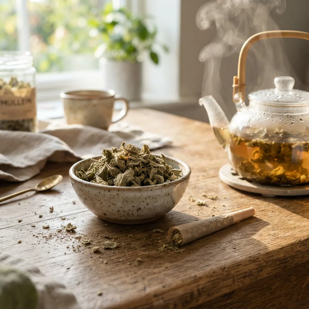 Dried Mullein Leaves Being Prepared