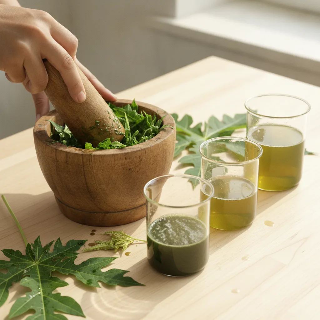 papaya leaf juice preparation