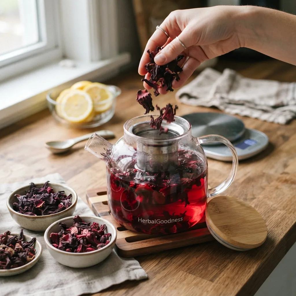 cup of brewed hibiscus tea