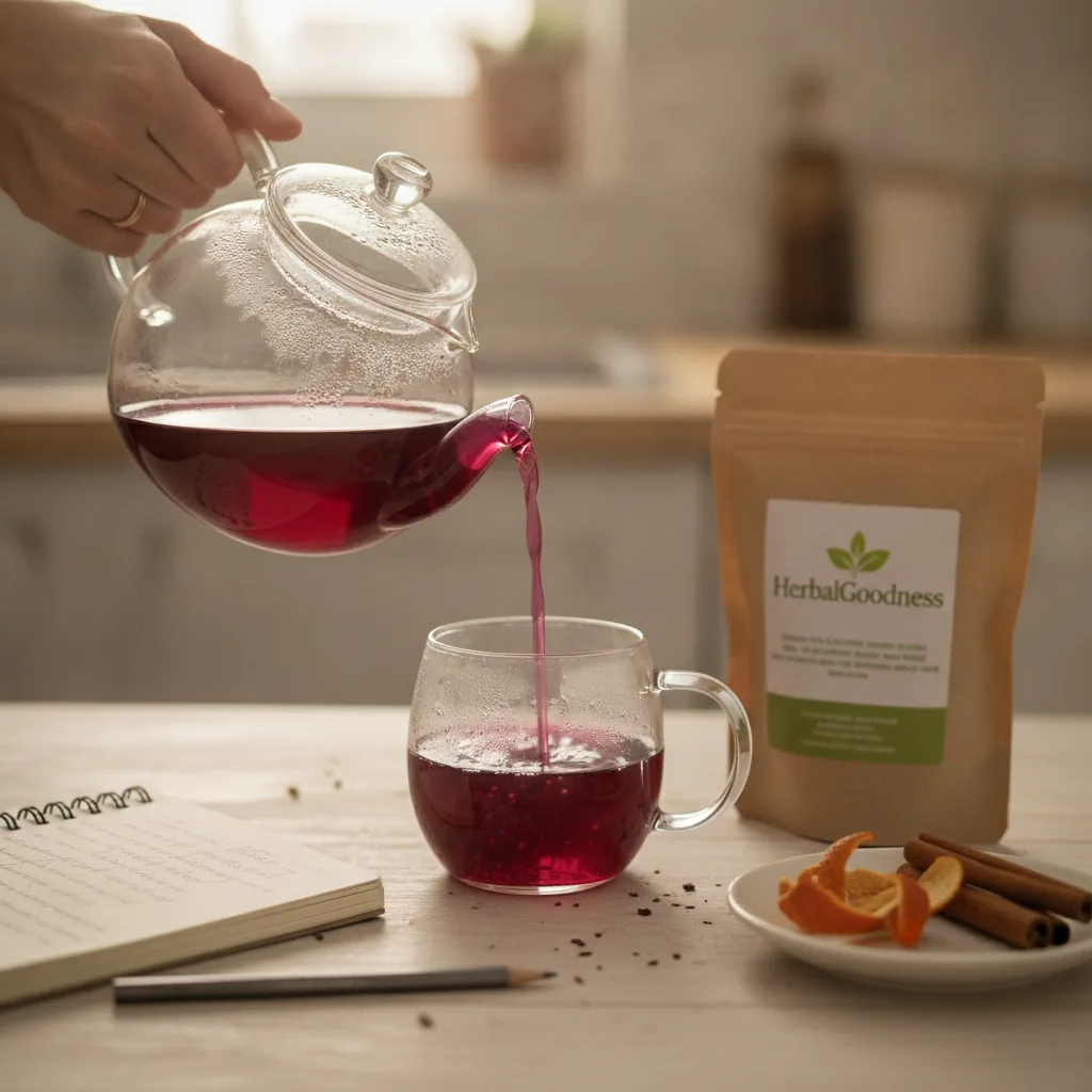 steeping hibiscus tea cold brew