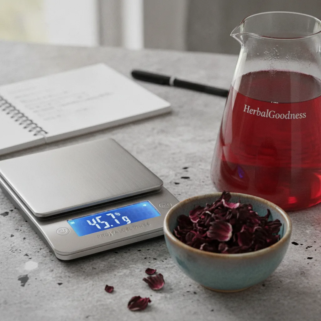 measured brewing hibiscus tea