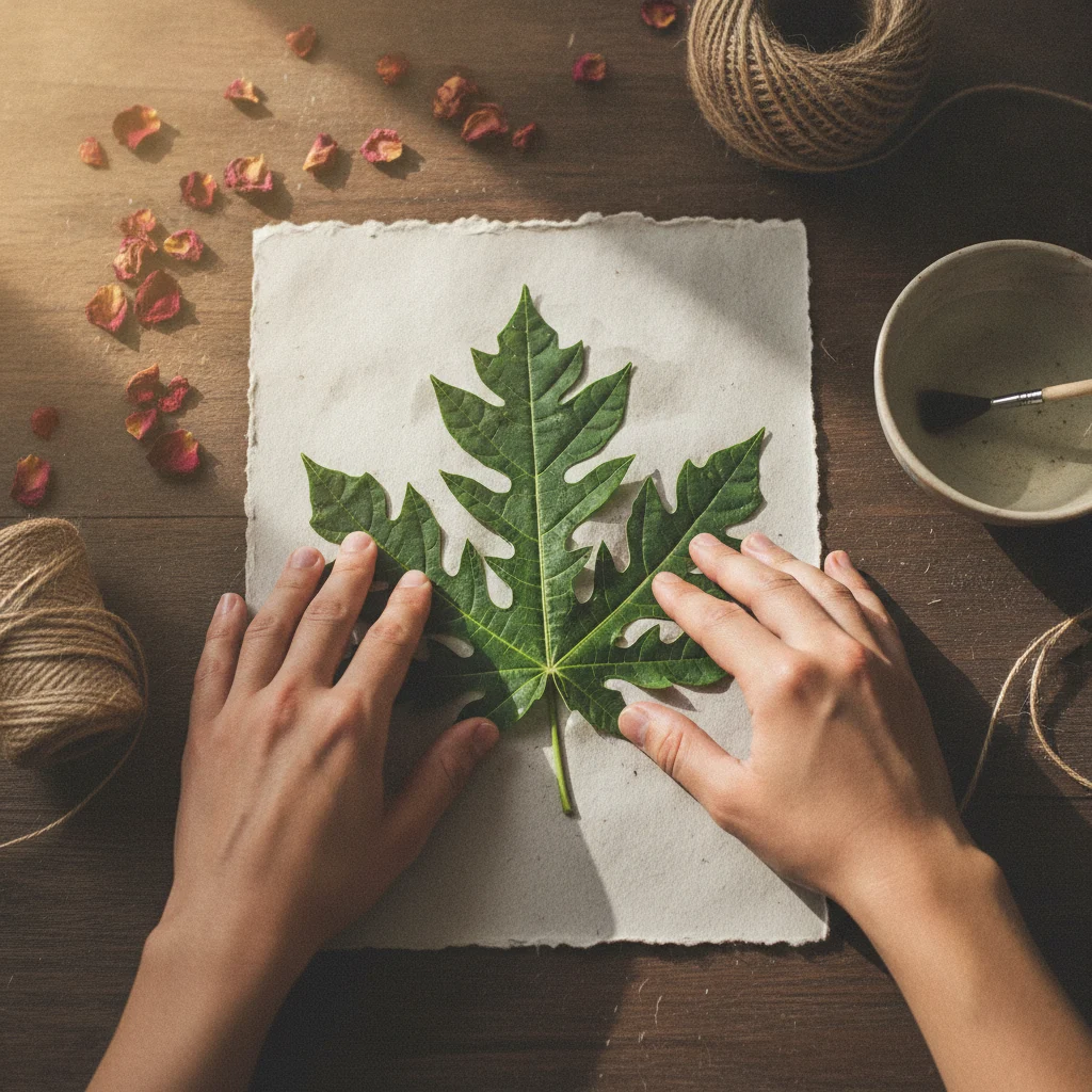 papaya-leaf-pressed-craft-art