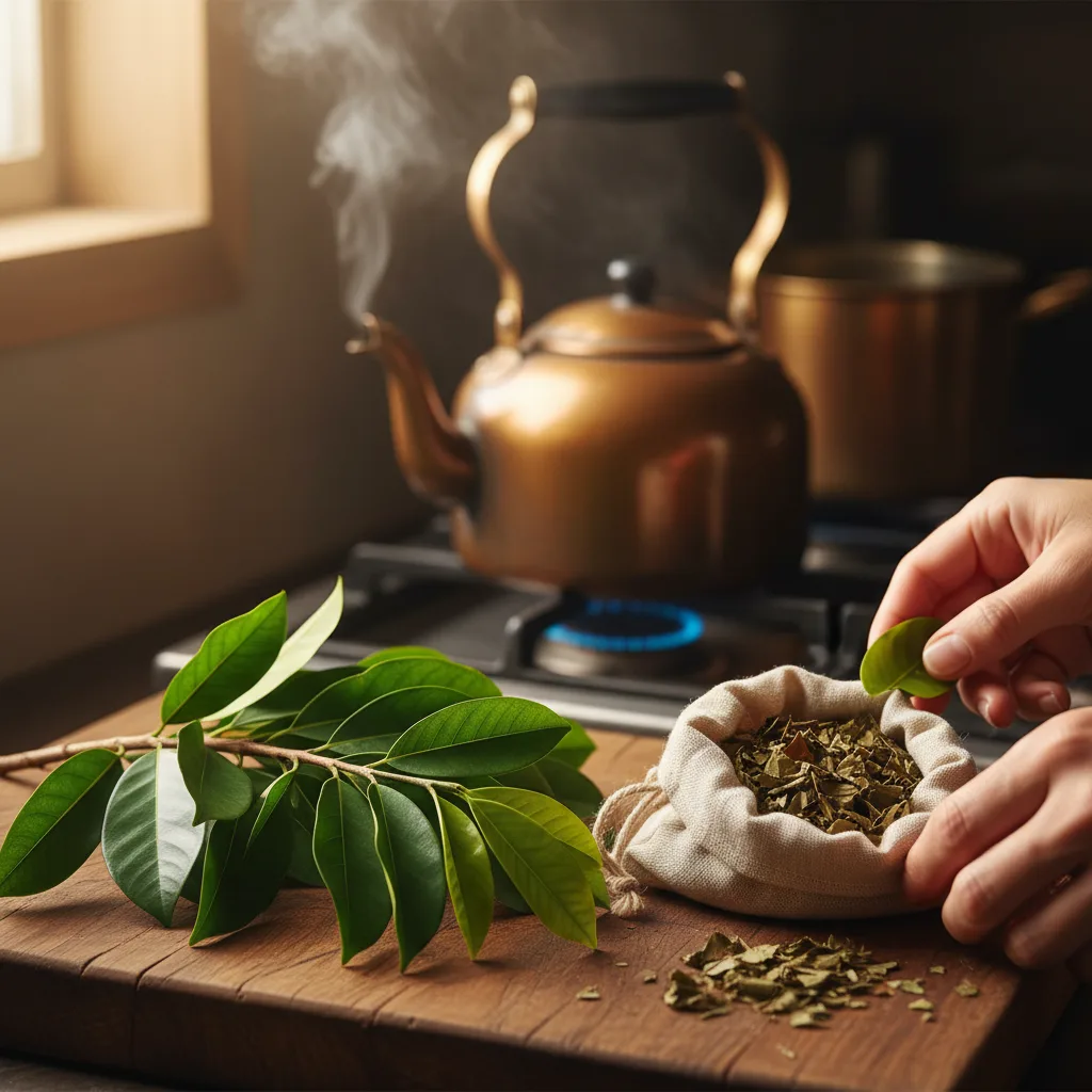 a traditional soursop tea steeping scene