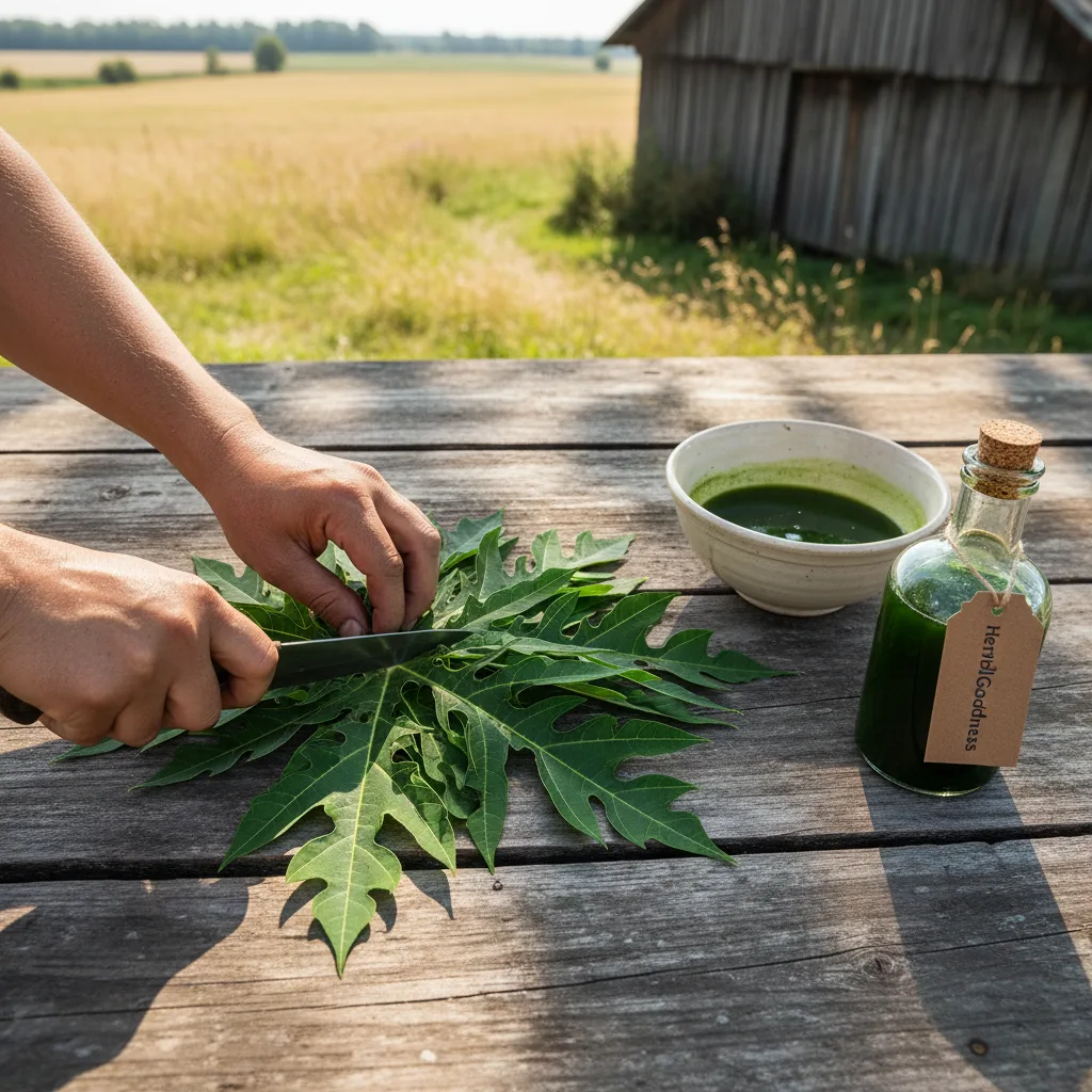 Papaya leaves in traditional preparation