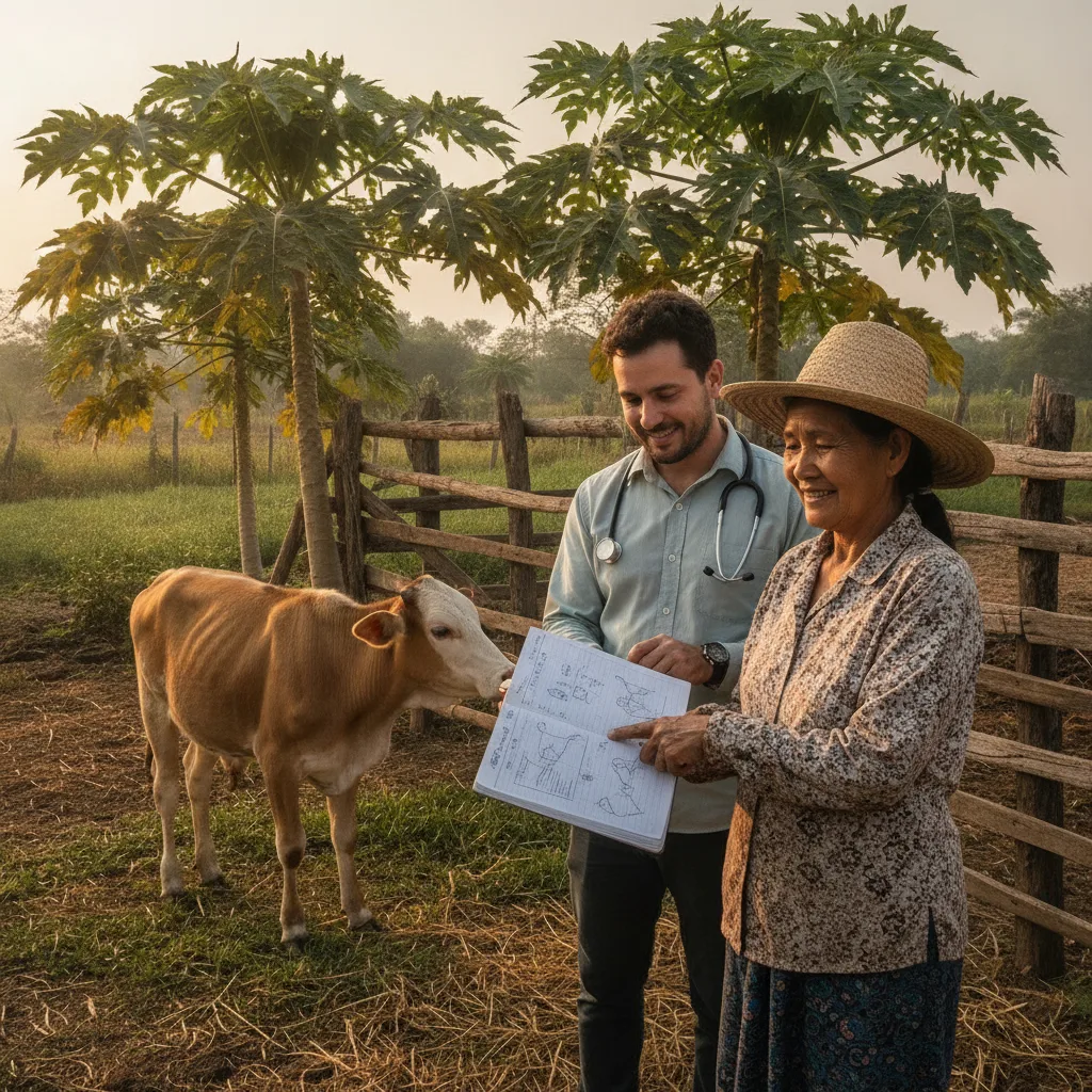 Farmers preparing papaya leaf topical infusions