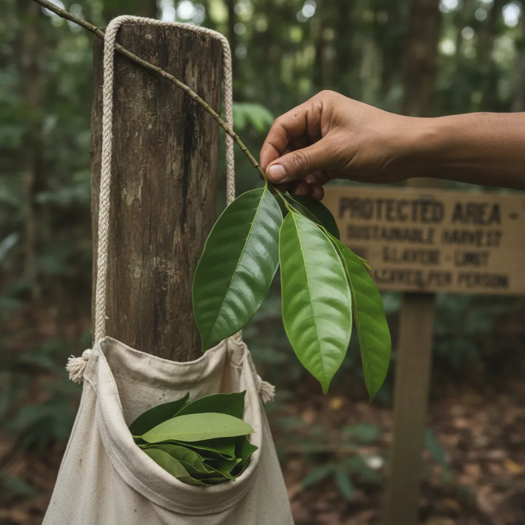 Soursop leaves closeup