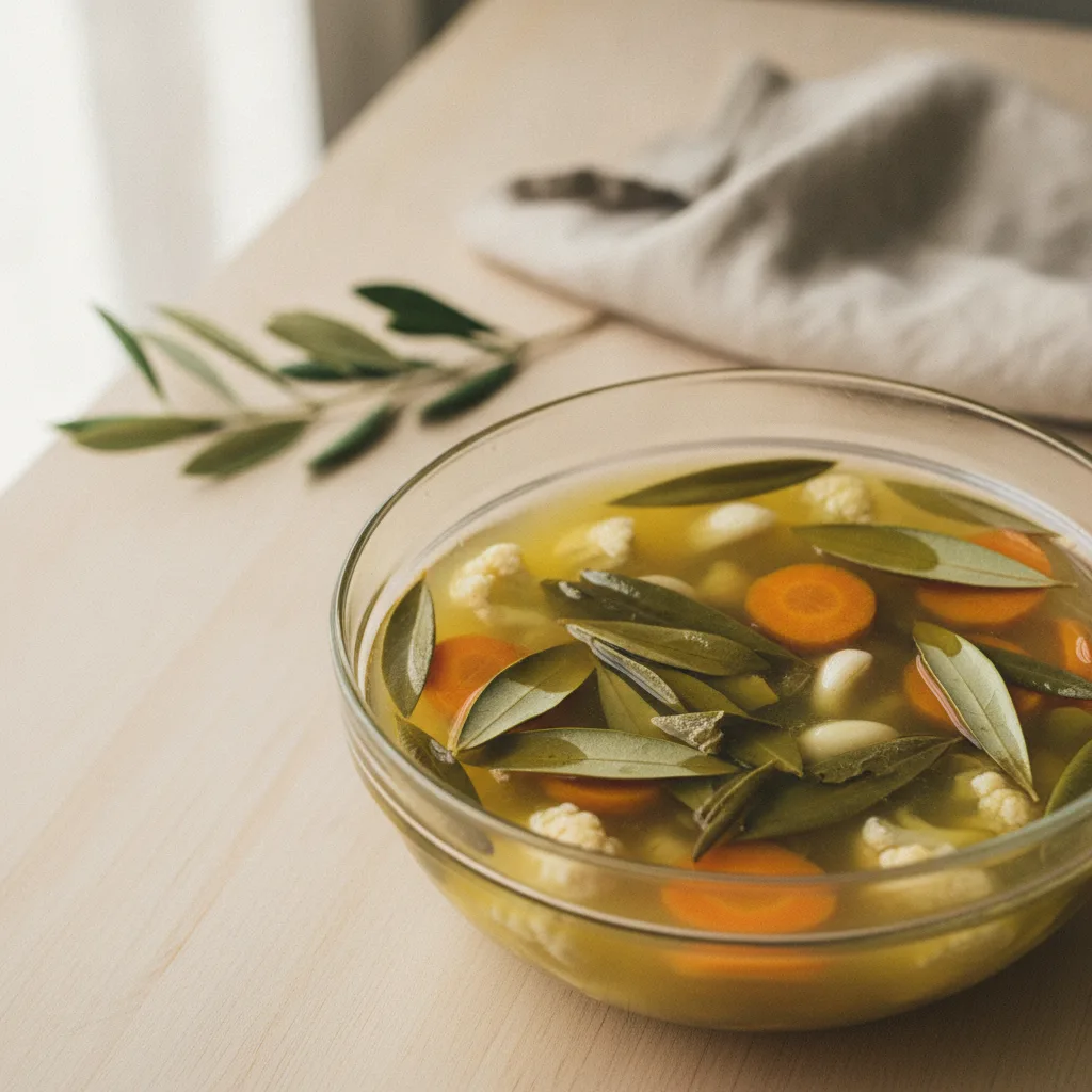fermented olive leaves in brine