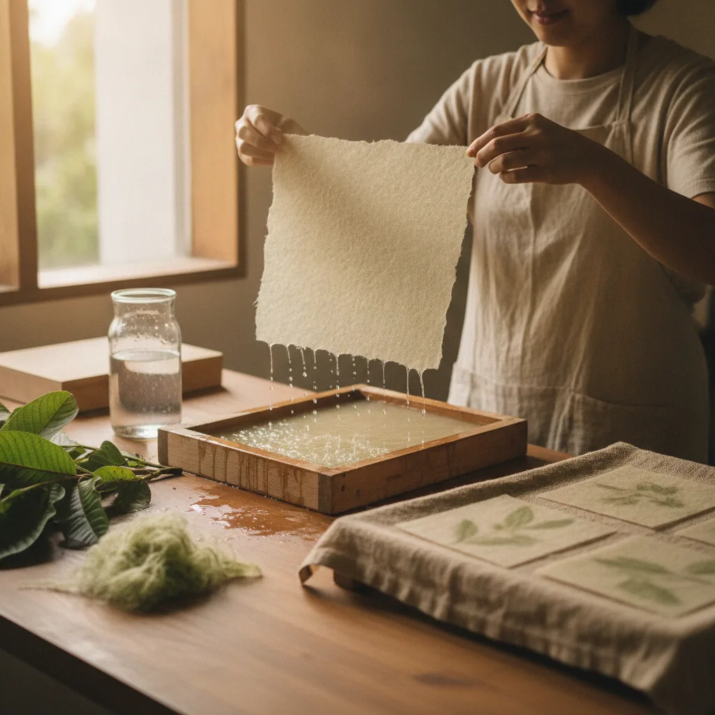 DIY handmade guava paper in progress