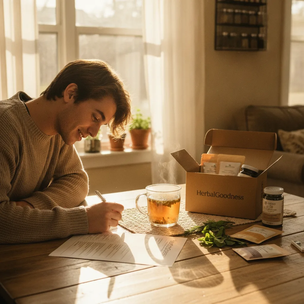 Comparing reviews and packaging for McKinney herbal tea