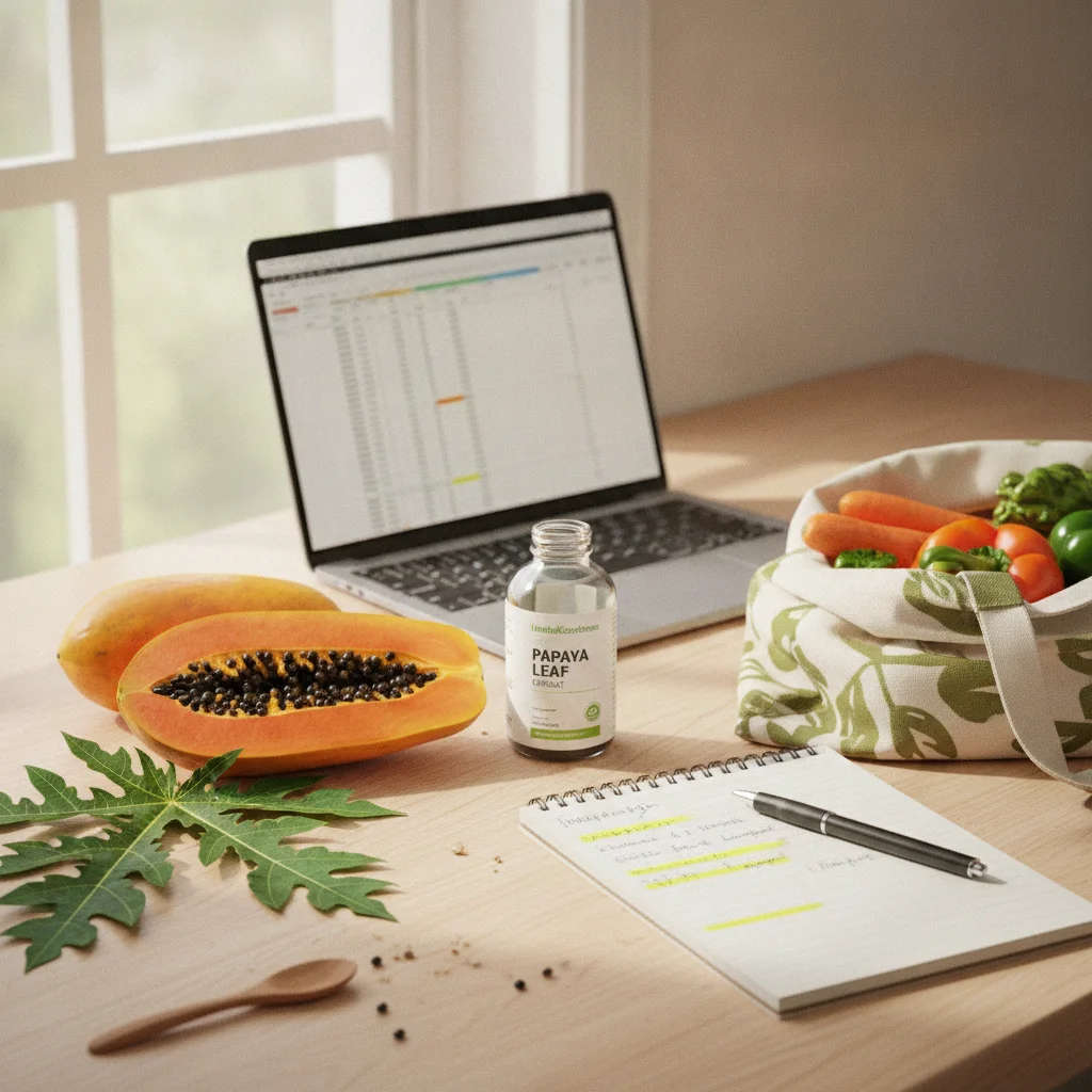 Reading papaya leaf extract labels and images