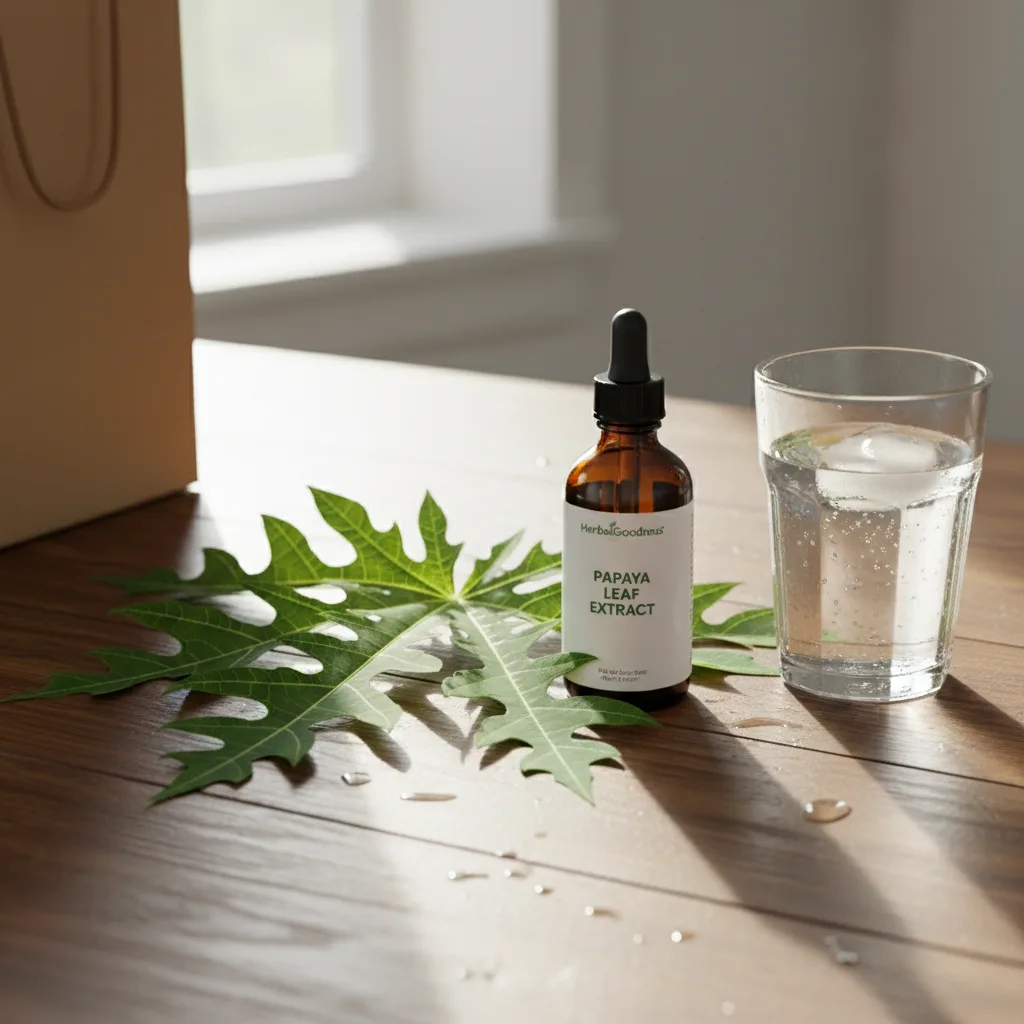 papaya leaf extract bottle compared