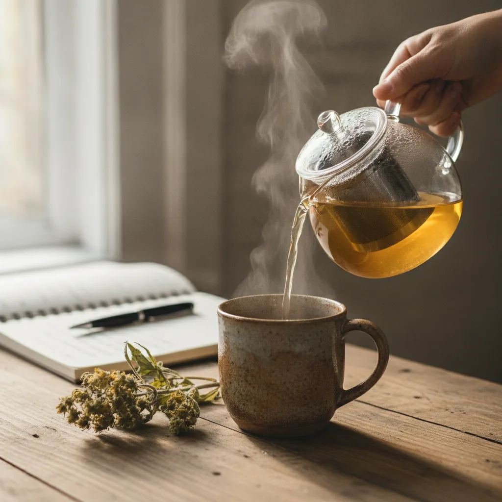 loose leaf mullein tea brewing