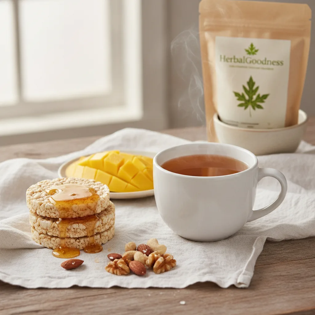 Papaya leaf tea paired with fruit