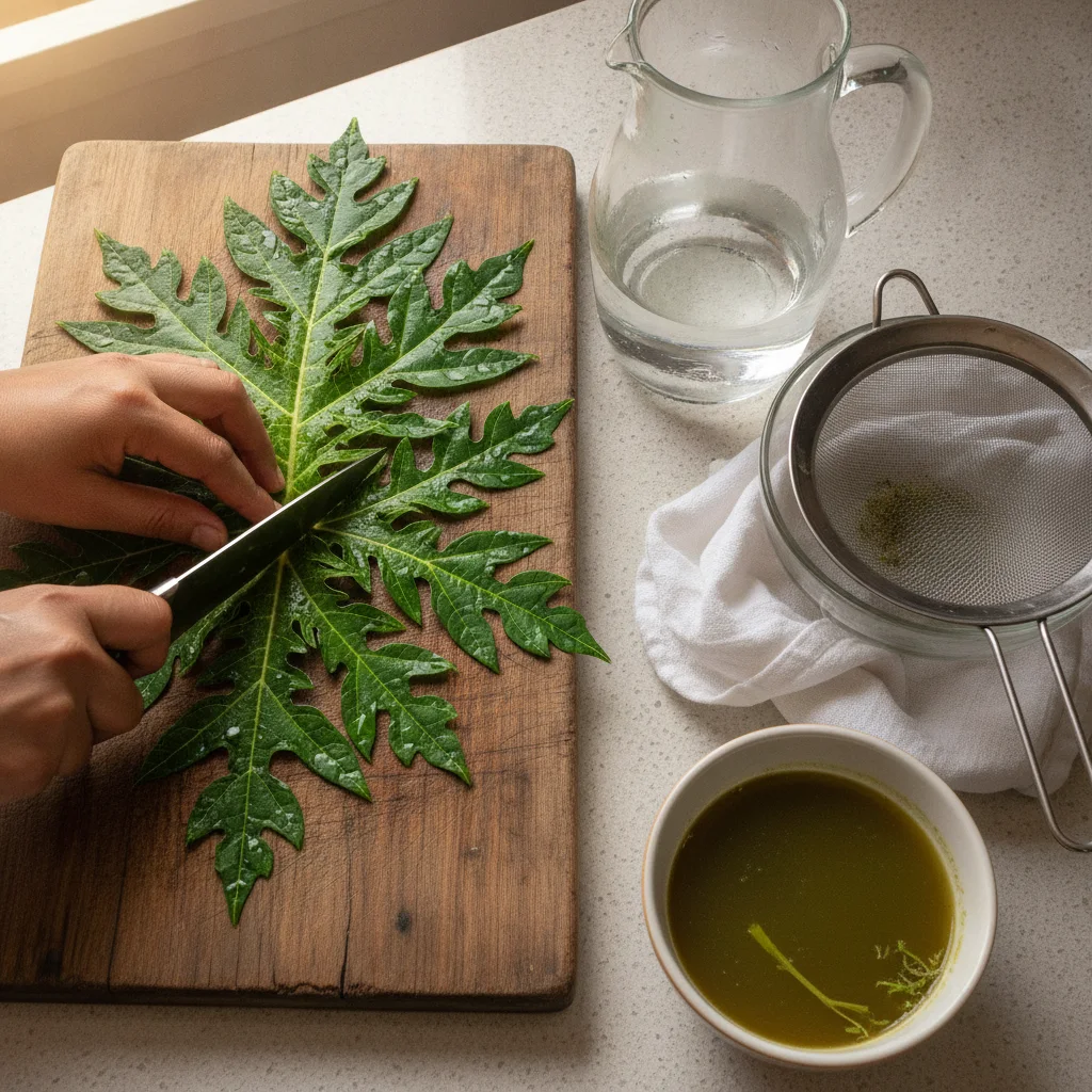 papaya-leaf-juice-process