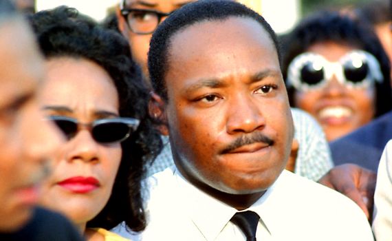 Martin Luther King Jr. with his wife Coretta Scott King, Summer 1966. Photograph by Bernard Kleina