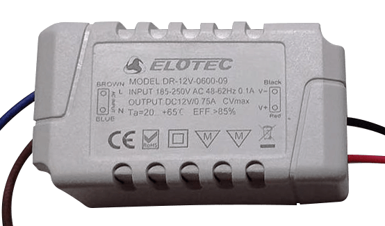 Elotec Power, 12V DC, 0,75A, flying leads+plugg