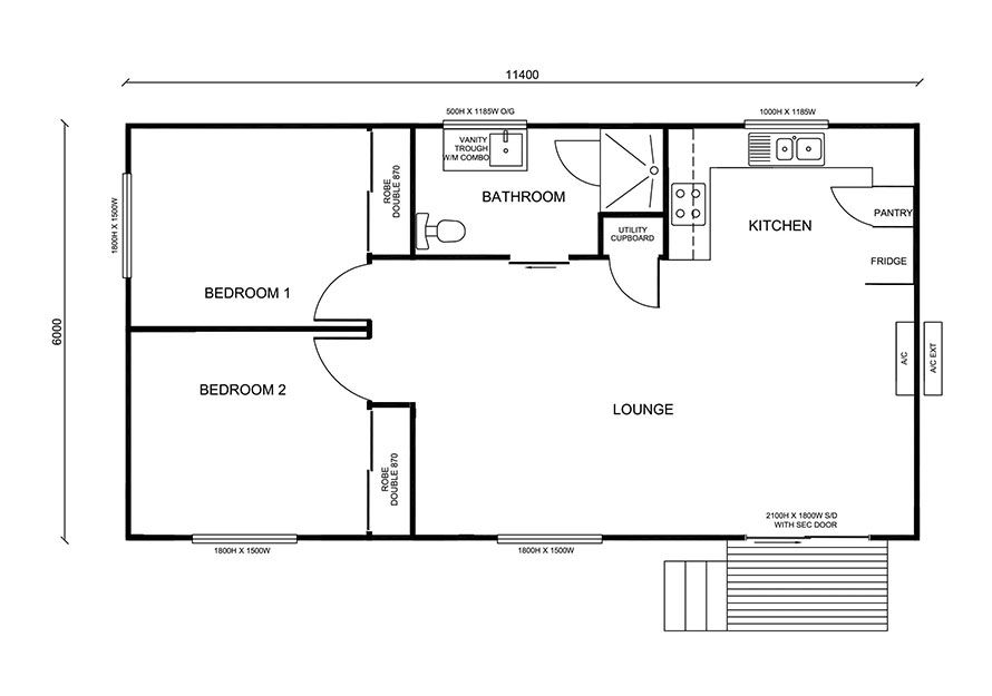 11 4m X 6 0m Two Bedroom Granny Flat Elpor Victoria