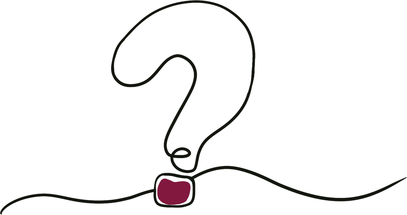 A line drawing of a question mark