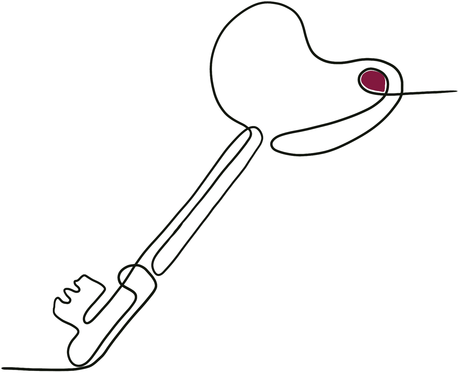 A line drawing of a key