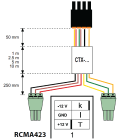 CTX-250 Kabelforbindelse m/6 pins plugg mellom CTUB101 og RCMA420/423. L= 2.5m