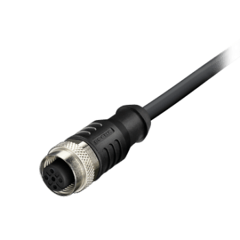 Kabel 2m Hunnkontakt med koblingsmutter, A-kodet, rettvinklet