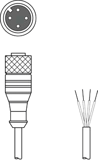 KD U-M12-4A-P1-050 5 m PUR kabel med M12 4-pin hun plugg A