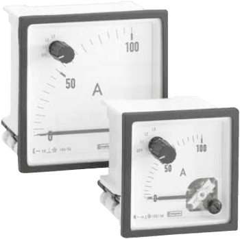 E243-02E-G-LA-XX-C7-AMP3. A-meter m/vender. 50/60Hz. 72x72mm
