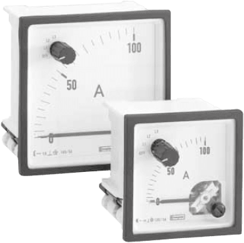 E244-02E-G-LS-NT-C7-AMP3. A-meter m/vender. L3. L2. L1. OFF. 50/60Hz. 96x96mm