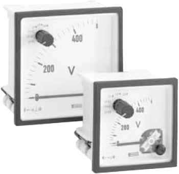 E244-02Q-G-SF-SF-C7-SW3. V-meter m/vender. 0/500V. 96x96mm