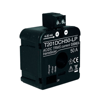 AC/DC strømtransformator 0-25A 0-50A TRMS. ±25A ±50A bipolar. 4-20mA. loop powered
