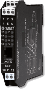 ZE-2AI 2 Analoge inng. mA/V med Modbus RTU - Modbus TCP-IP kommunikasjon