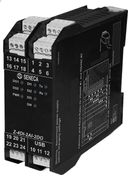 Mixed I/O modul med 4 dig. inng./ 2 analog inng./ 2 rele utganger