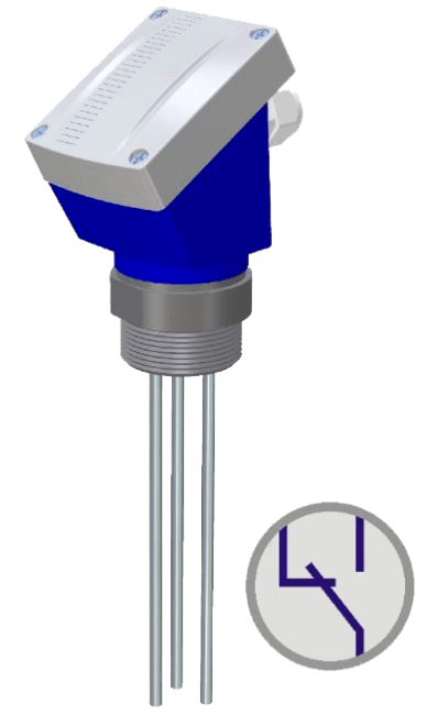 NCVR TB PVC P08 901 2E. Konduktiv nivåføler med integrert forsterker. 2 elektroder. AISI316. 1" 1/2G