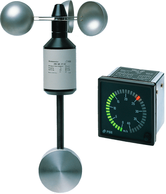 Anemometer. AN-60-P/01. m/DC generator. pendel. Utg. 0-3.4V. 0-40m/s.faste skovler