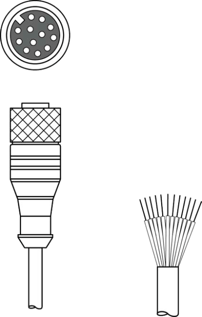 KD S-M12-CA-P1-050  5m PUR kabel med M12 12.pin hun plugg A